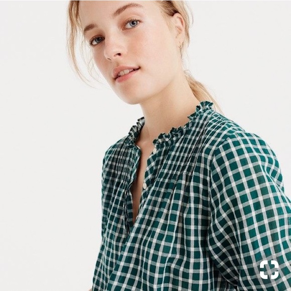 J. Crew Tops - J. Crew Ruffle Popover Shirt in Windowpane